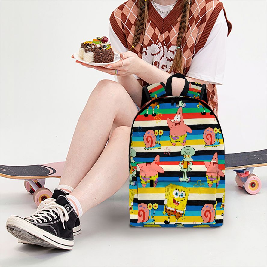 Laptop Bag - 스폰지밥 스퀘어팬츠 스트라이프 프린트 백팩, 노트북