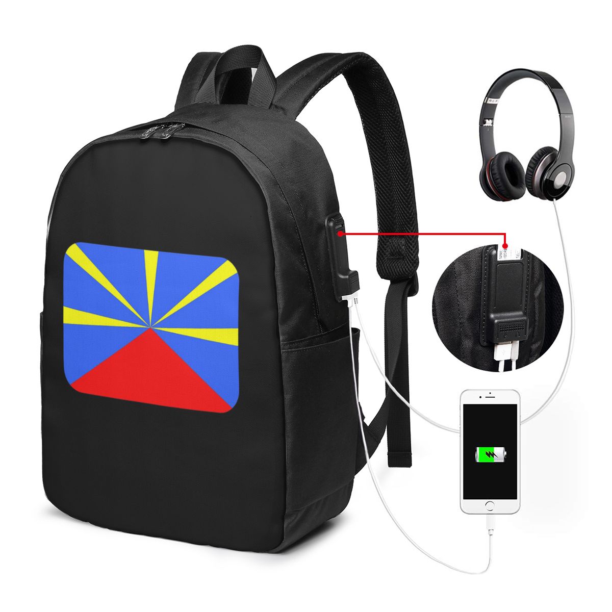 Laptop Bag - 974 레위니옹 섬 국기 배낭 여행