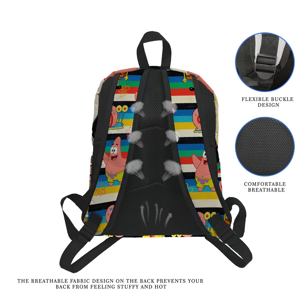 스폰지밥 스퀘어팬츠 스트라이프 프린트 백팩, 노트북 수 - Laptop Bag 리뷰 및 가격