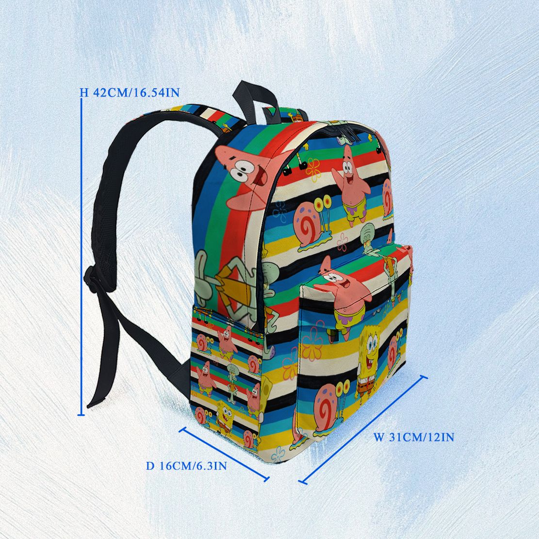 스폰지밥 스퀘어팬츠 스트라이프 프린트 백팩, 노트북 수 - Laptop Bag 리뷰 및 가격