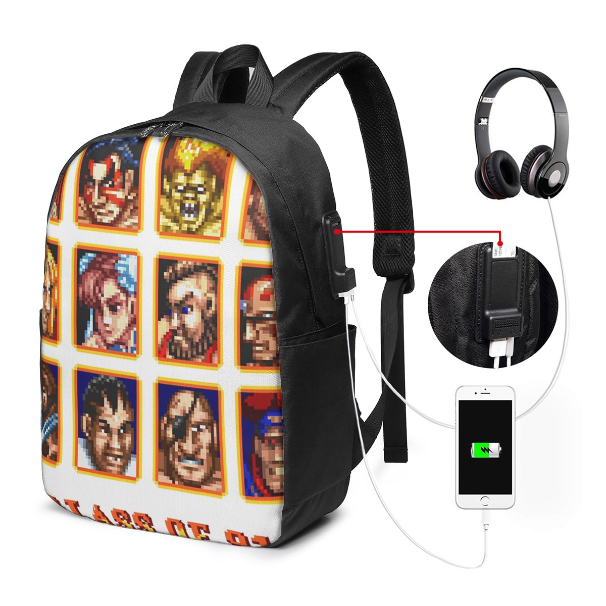 디패티드 포트레이트 슈퍼 스트리트 파이터 백팩 여행용  - Laptop Bag 리뷰 및 가격